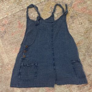 Rip Curl Textured Blue Romper with Wooden Buttons